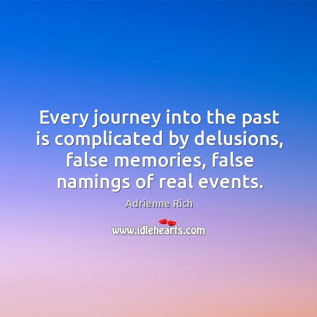 Every journey into the past is complicated by delusions, false memories, false namings of real events. Past Quotes Image
