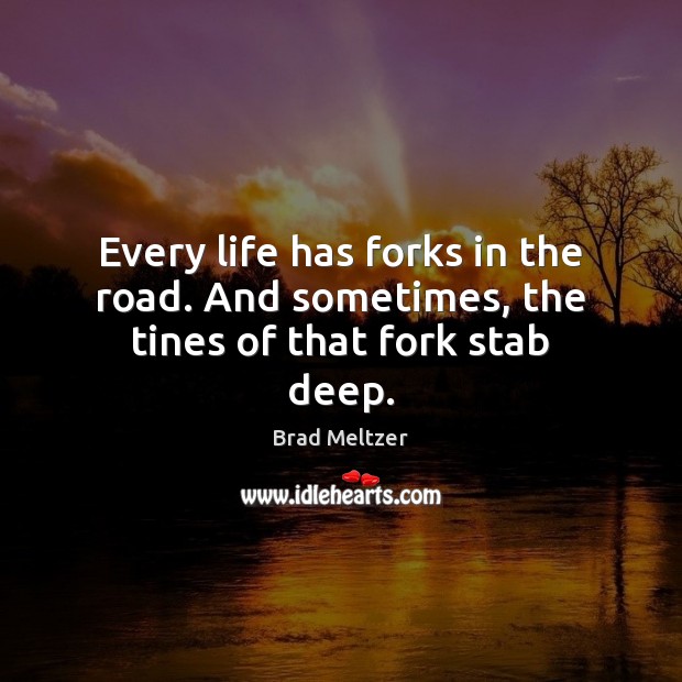 Every life has forks in the road. And sometimes, the tines of that fork stab deep. Brad Meltzer Picture Quote