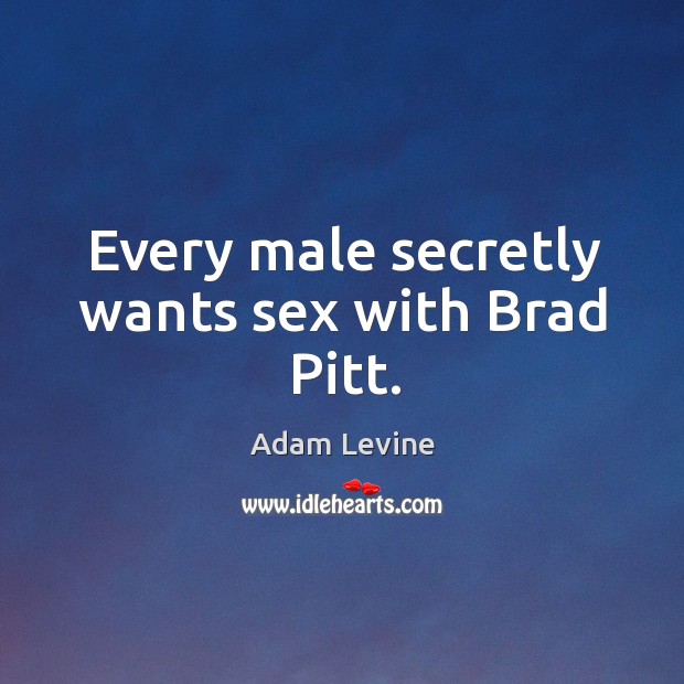Every male secretly wants sex with Brad Pitt. Adam Levine Picture Quote