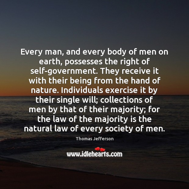 Every man, and every body of men on earth, possesses the right Thomas Jefferson Picture Quote