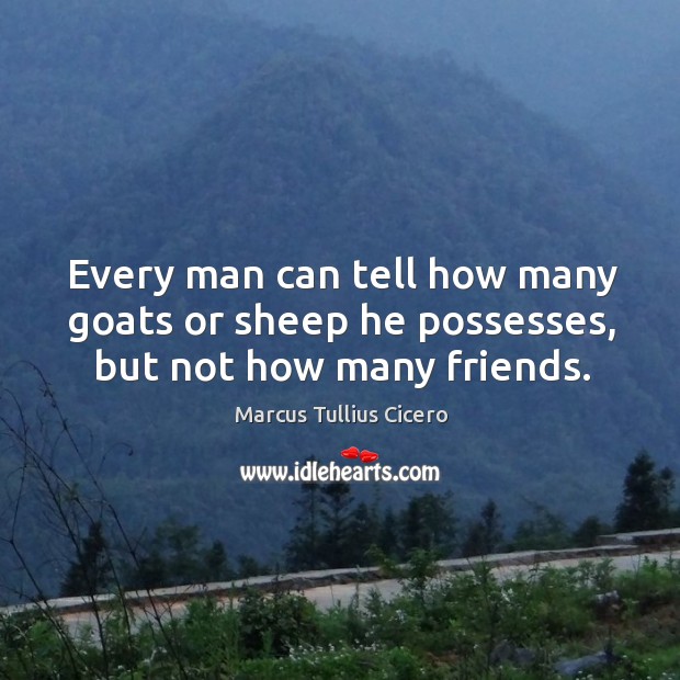 Every man can tell how many goats or sheep he possesses, but not how many friends. Marcus Tullius Cicero Picture Quote