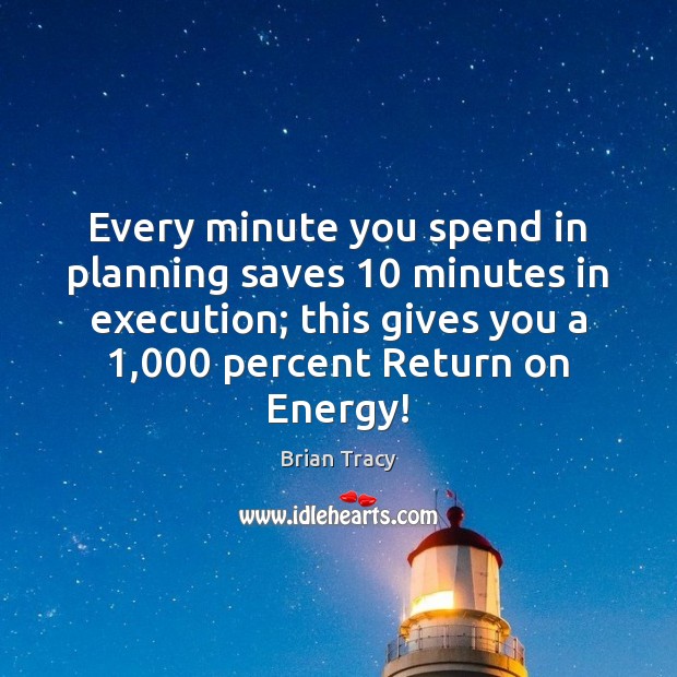 Every minute you spend in planning saves 10 minutes in execution; this gives Image