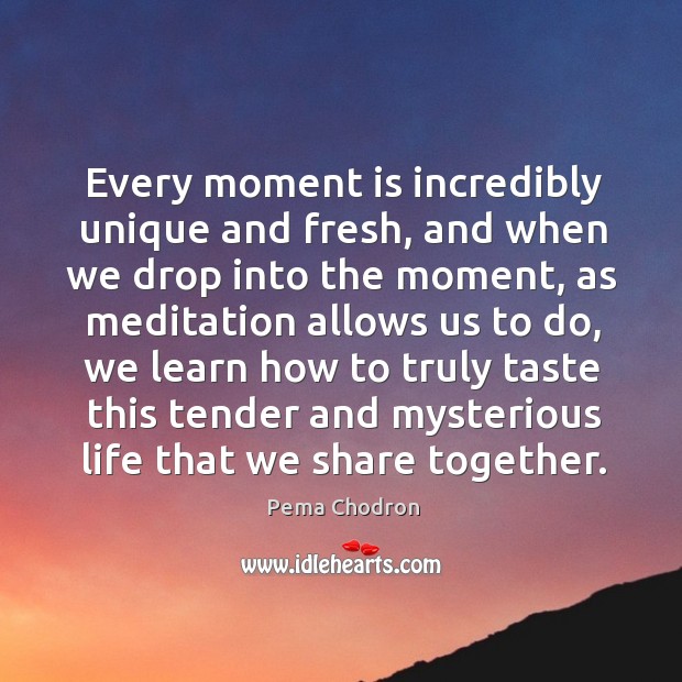 Every moment is incredibly unique and fresh, and when we drop into Pema Chodron Picture Quote