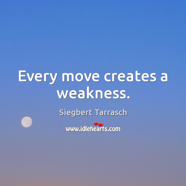 Every move creates a weakness. Siegbert Tarrasch Picture Quote