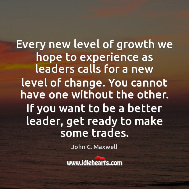 Every new level of growth we hope to experience as leaders calls John C. Maxwell Picture Quote