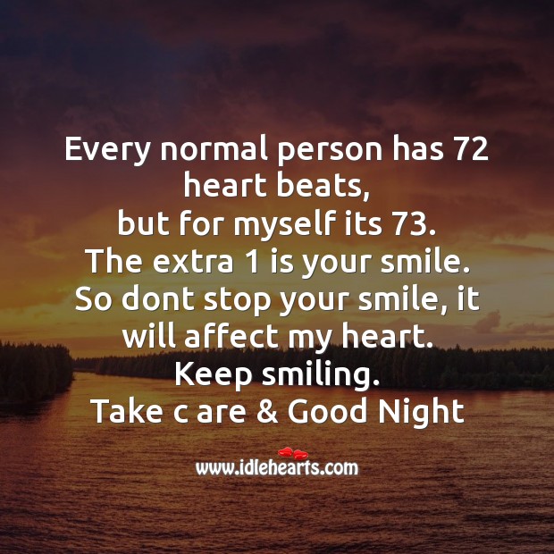 Every normal person has 72 heart beats Good Night Messages Image