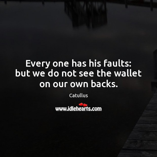 Every one has his faults: but we do not see the wallet on our own backs. Catullus Picture Quote