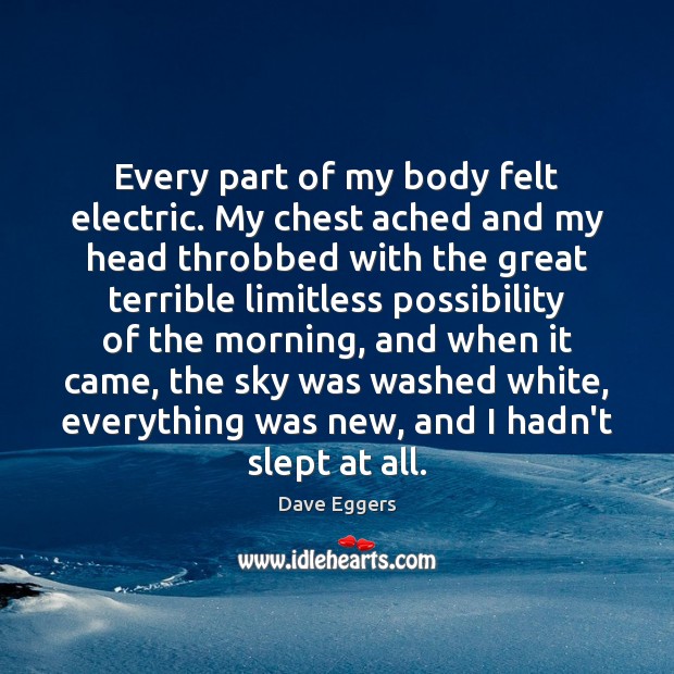 Every part of my body felt electric. My chest ached and my Dave Eggers Picture Quote