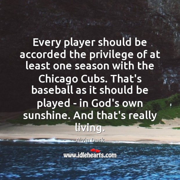 Every player should be accorded the privilege of at least one season Alvin Dark Picture Quote