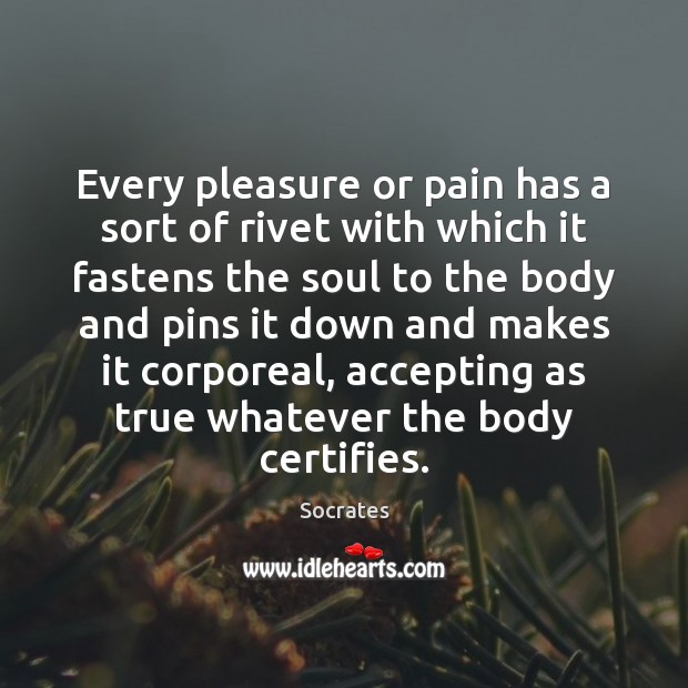 Every pleasure or pain has a sort of rivet with which it Image