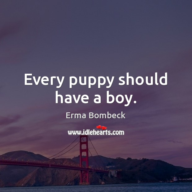 Every puppy should have a boy. Erma Bombeck Picture Quote