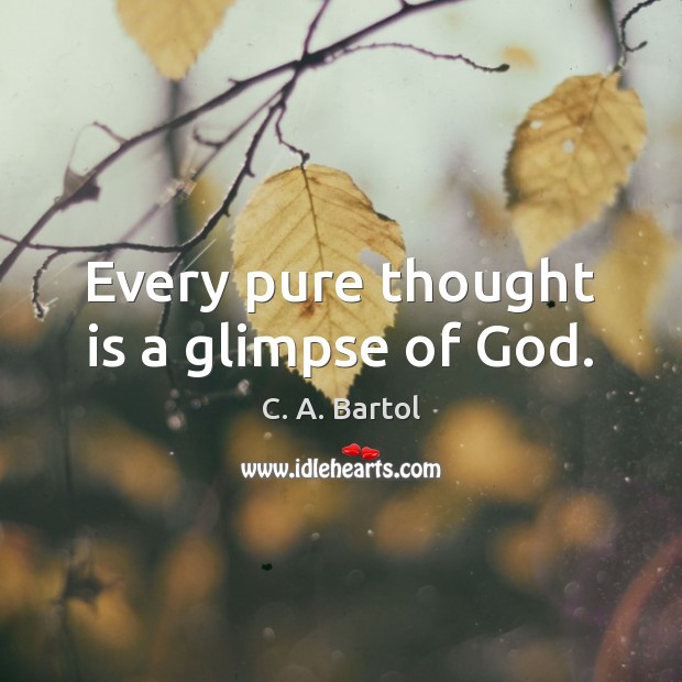Every pure thought is a glimpse of God. C. A. Bartol Picture Quote