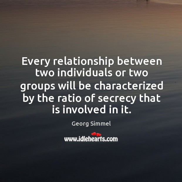 Every relationship between two individuals or two groups will be characterized by the Georg Simmel Picture Quote