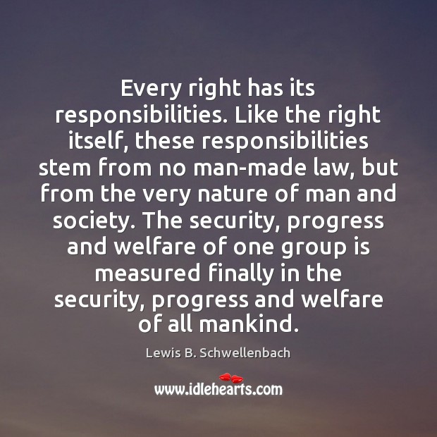 Every right has its responsibilities. Like the right itself, these responsibilities stem Image