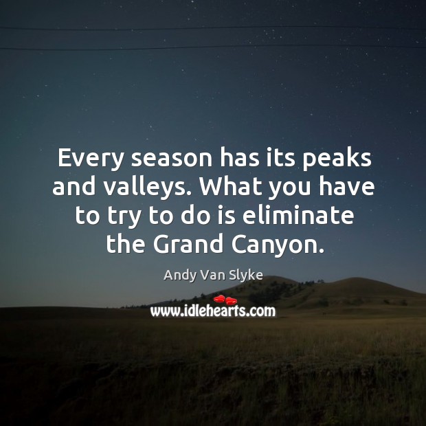 Every season has its peaks and valleys. What you have to try to do is eliminate the grand canyon. Andy Van Slyke Picture Quote
