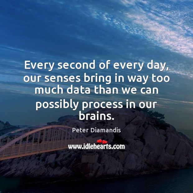 Every second of every day, our senses bring in way too much Peter Diamandis Picture Quote