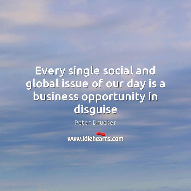 Every single social and global issue of our day is a business opportunity in disguise 