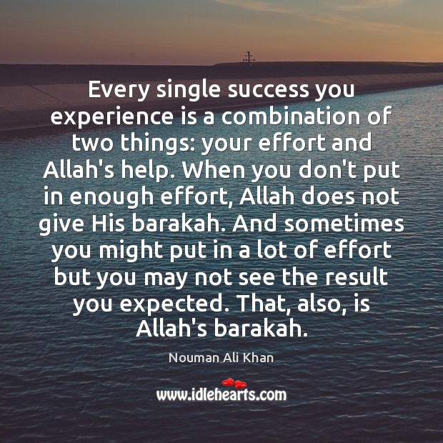 Every single success you experience is a combination of two things: your Nouman Ali Khan Picture Quote