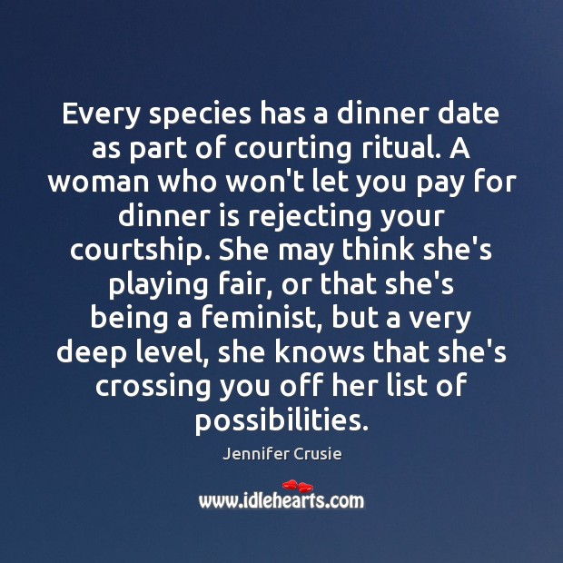 Every species has a dinner date as part of courting ritual. A Jennifer Crusie Picture Quote
