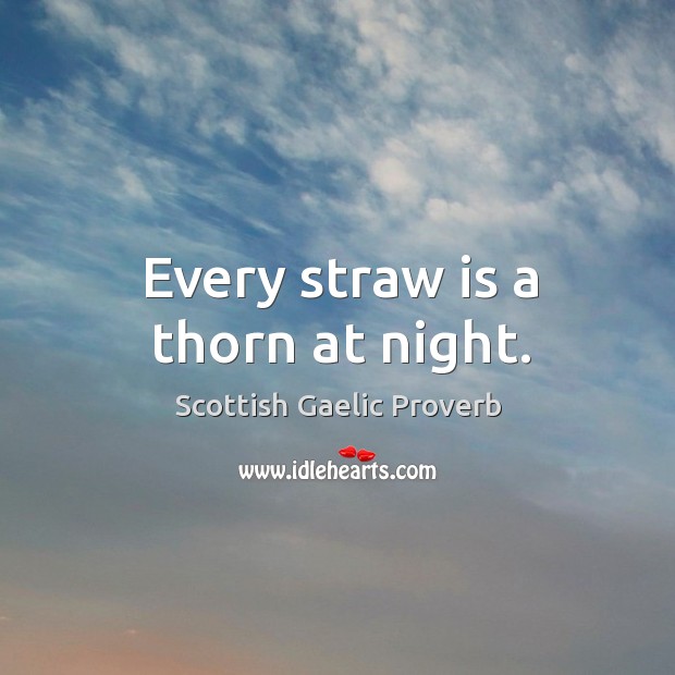 Every straw is a thorn at night. Scottish Gaelic Proverbs Image