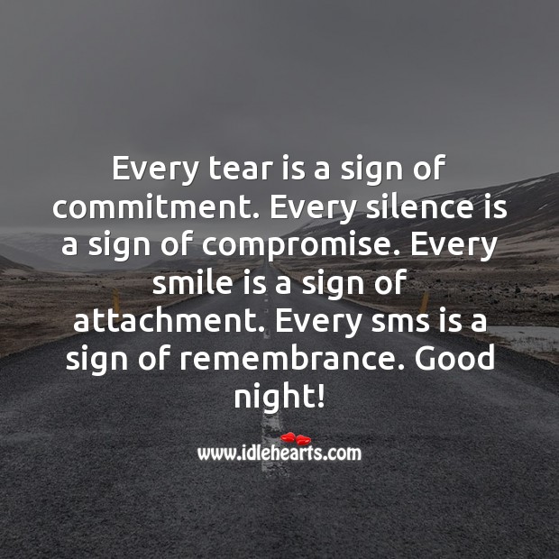 Every tear is a sign of commitment. Good Night Quotes Image