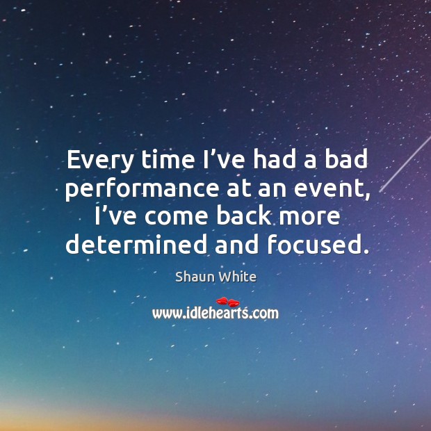 Every time I’ve had a bad performance at an event, I’ve come back more determined and focused. Image