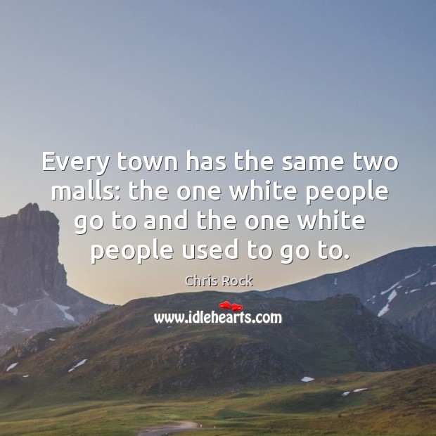 Every town has the same two malls: the one white people go to and the one white people used to go to. Chris Rock Picture Quote