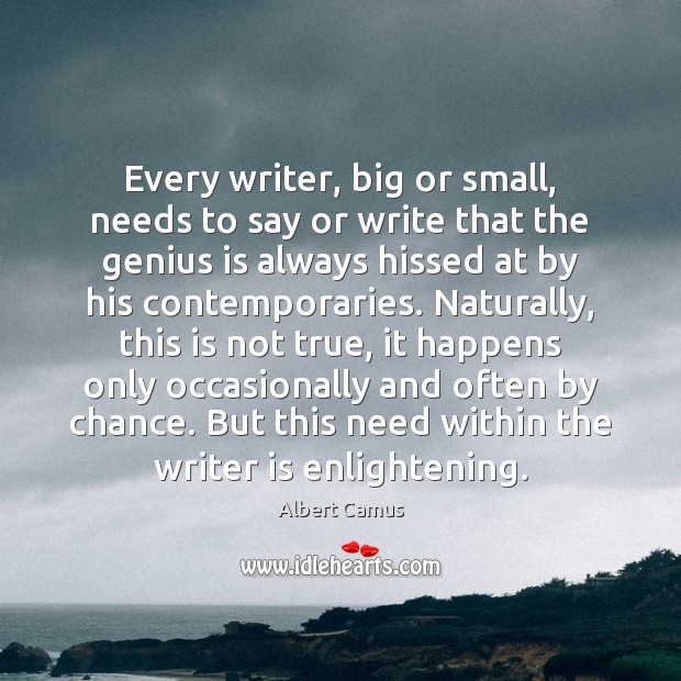 Every writer, big or small, needs to say or write that the Albert Camus Picture Quote