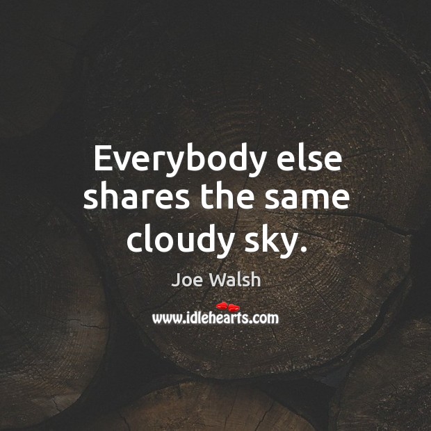 Everybody else shares the same cloudy sky. Joe Walsh Picture Quote
