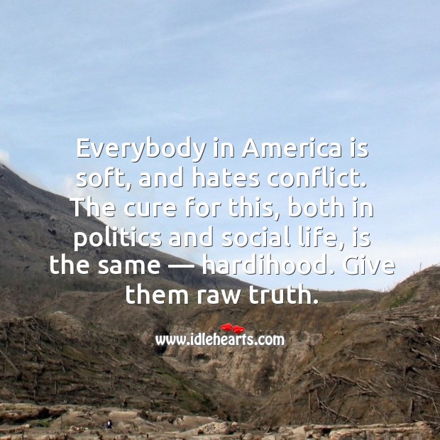 Everybody in america is soft, and hates conflict. Politics Quotes Image