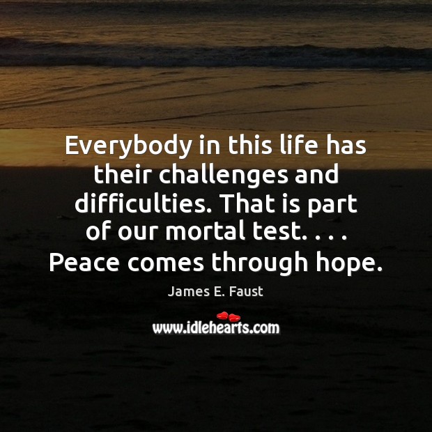 Everybody in this life has their challenges and difficulties. That is part James E. Faust Picture Quote