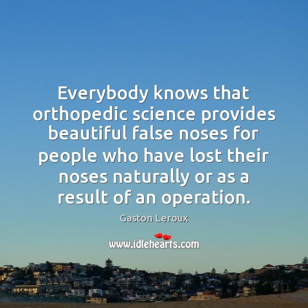 Everybody knows that orthopedic science provides beautiful false noses for people who 