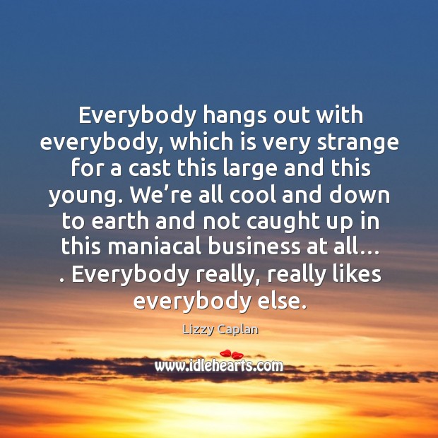 Everybody really, really likes everybody else. Lizzy Caplan Picture Quote