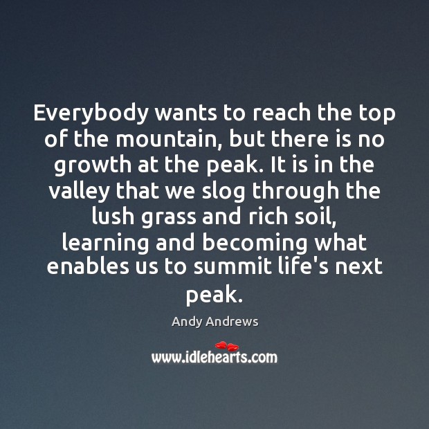 Everybody wants to reach the top of the mountain, but there is Andy Andrews Picture Quote