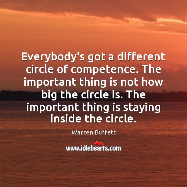 Everybody’s got a different circle of competence. The important thing is not Warren Buffett Picture Quote