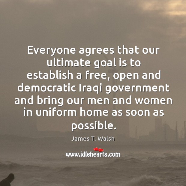 Everyone agrees that our ultimate goal is to establish a free, open and democratic iraqi Image