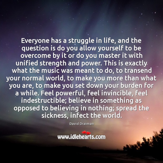Everyone has a struggle in life, and the question is do you David Draiman Picture Quote