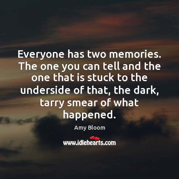 Everyone has two memories. The one you can tell and the one Image