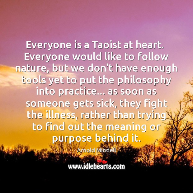 Everyone is a Taoist at heart.  Everyone would like to follow nature, Arnold Mindell Picture Quote