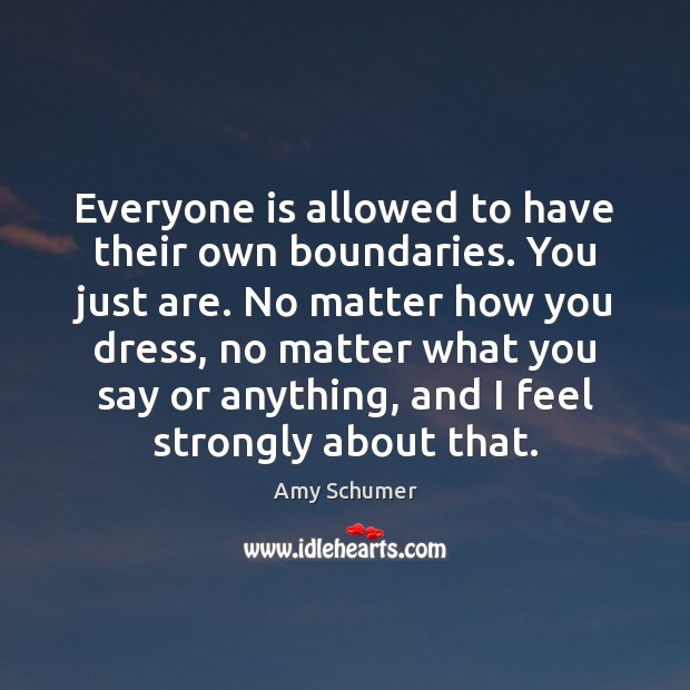 Everyone is allowed to have their own boundaries. You just are. No Amy Schumer Picture Quote