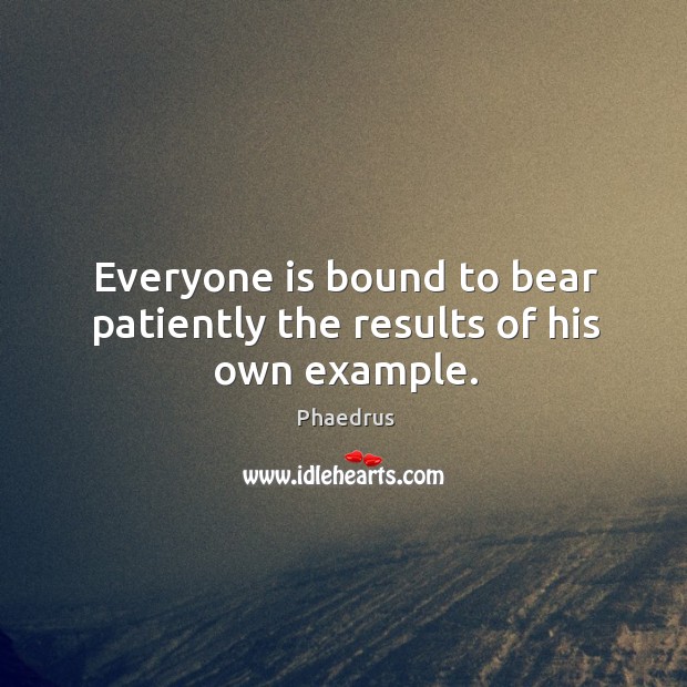 Everyone is bound to bear patiently the results of his own example. Phaedrus Picture Quote