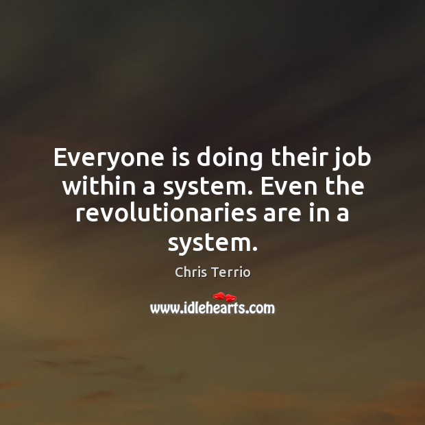 Everyone is doing their job within a system. Even the revolutionaries are in a system. Chris Terrio Picture Quote