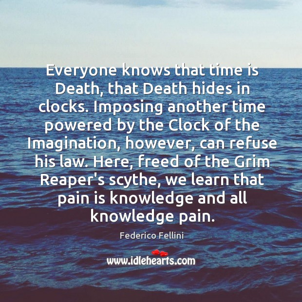 Everyone knows that time is Death, that Death hides in clocks. Imposing Pain Quotes Image