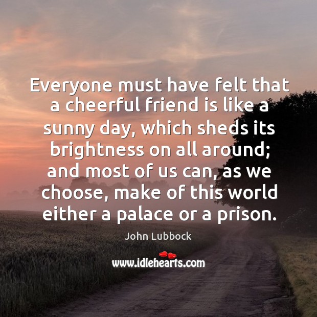 Everyone must have felt that a cheerful friend is like a sunny day Friendship Quotes Image