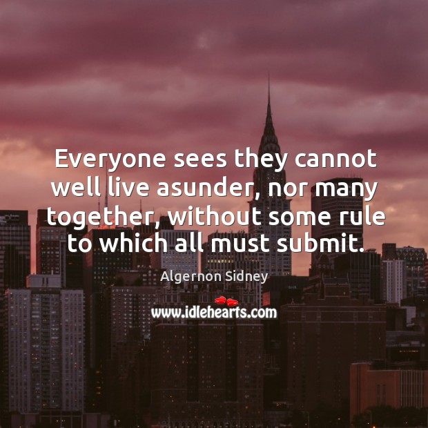 Everyone sees they cannot well live asunder, nor many together, without some rule to which all must submit. Image