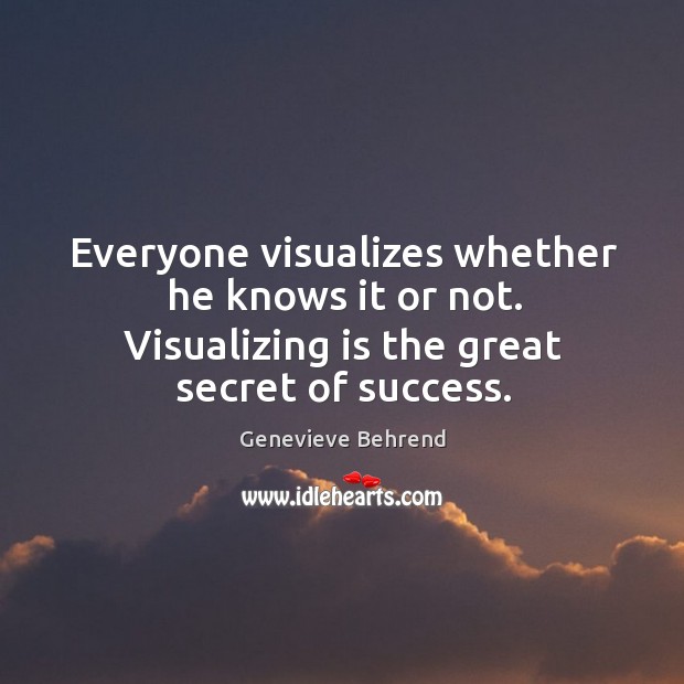 Everyone visualizes whether he knows it or not. Visualizing is the great Image