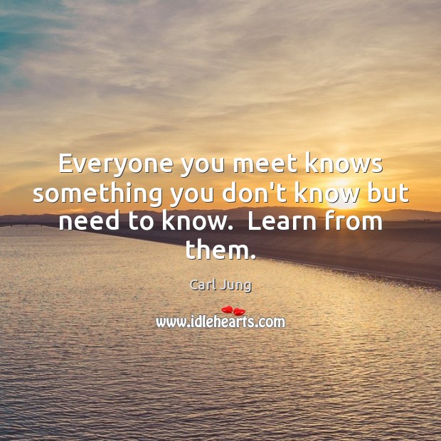 Everyone you meet knows something you don’t know but need to know.  Learn from them. Carl Jung Picture Quote