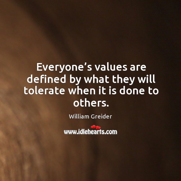 Everyone’s values are defined by what they will tolerate when it is done to others. Image