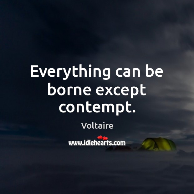 Everything can be borne except contempt. Voltaire Picture Quote