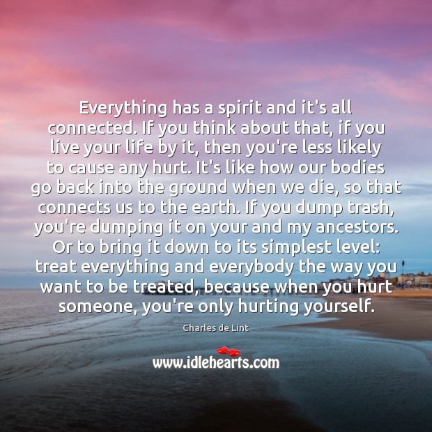 Everything has a spirit and it’s all connected. If you think about Hurt Quotes Image